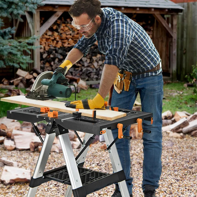 Portable foldable sawhorse workbench up to 454kg workbench up to 200kg for workshop garage do-it-yourselfers and craftsmen