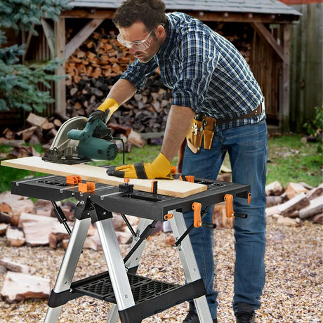 Portable foldable sawhorse workbench up to 454kg workbench up to 200kg for workshop garage do-it-yourselfers and craftsmen