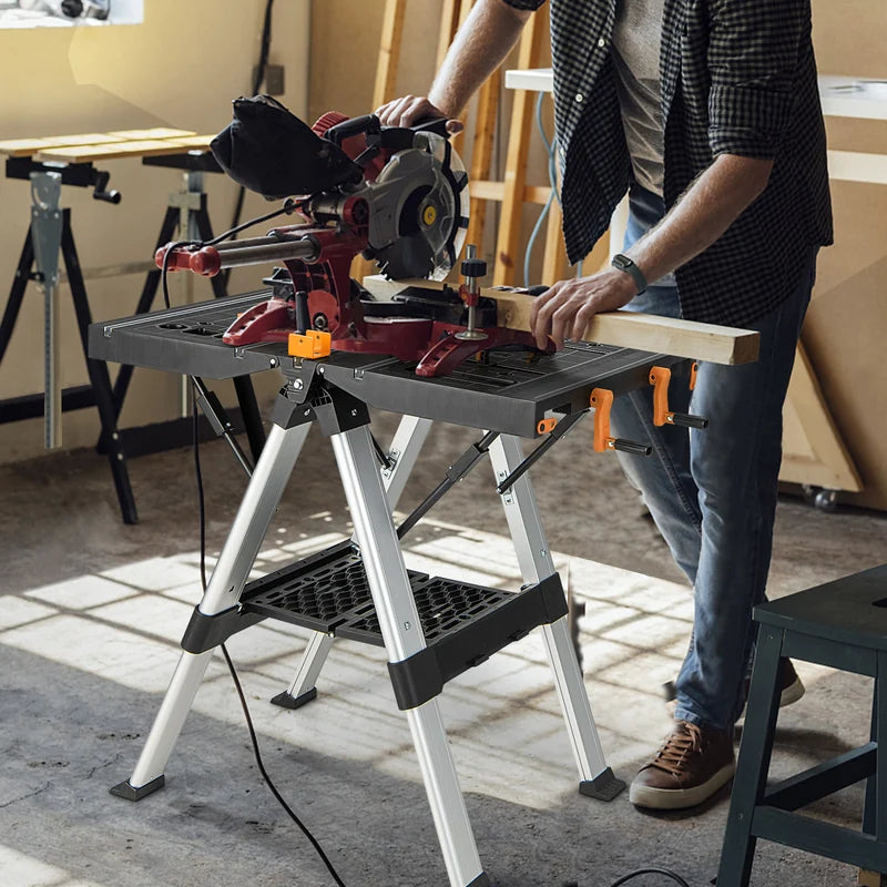 Portable foldable sawhorse workbench up to 454kg workbench up to 200kg for workshop garage do-it-yourselfers and craftsmen