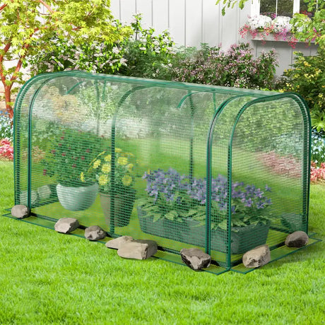 Outdoor Indoor Portable Garden Patio Mini Tunnel Greenhouse-Green