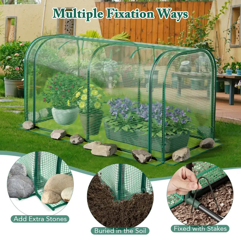 Outdoor Indoor Portable Garden Patio Mini Tunnel Greenhouse-Green