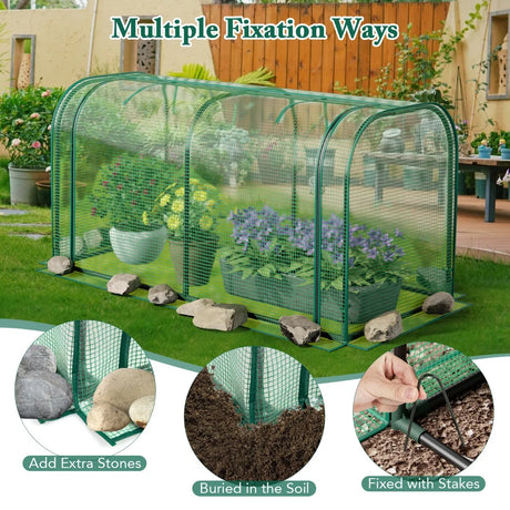 Outdoor Indoor Portable Garden Patio Mini Tunnel Greenhouse-Green