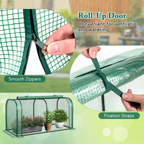 Outdoor Indoor Portable Garden Patio Mini Tunnel Greenhouse-Green