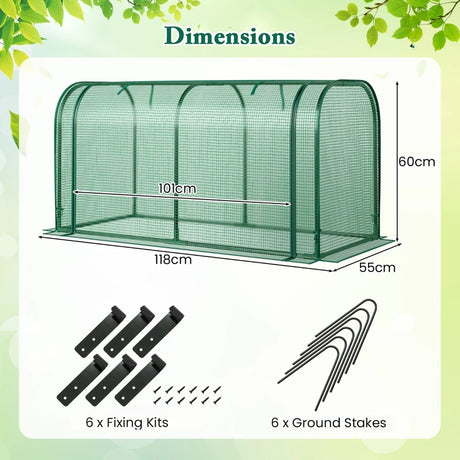 Outdoor Indoor Portable Garden Patio Mini Tunnel Greenhouse-Green