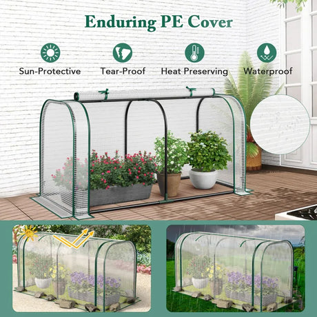 Outdoor Indoor Portable Garden Patio Mini Tunnel Greenhouse-White
