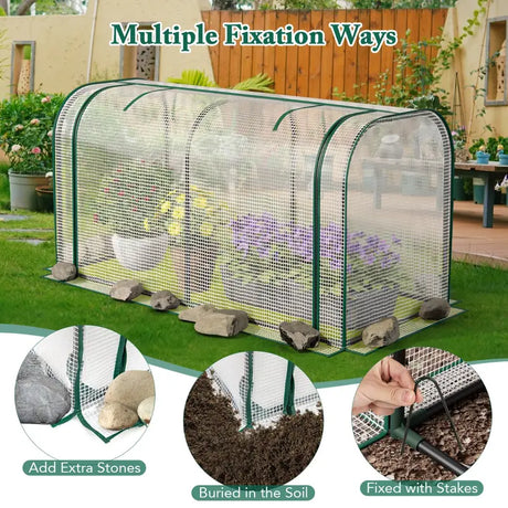 Outdoor Indoor Portable Garden Patio Mini Tunnel Greenhouse-White