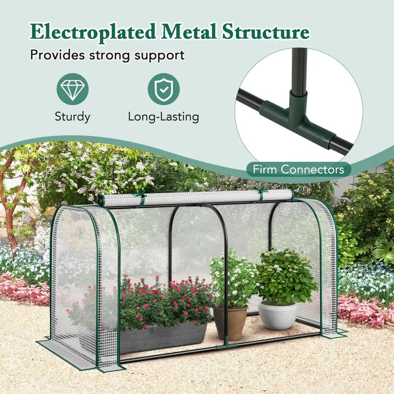Outdoor Indoor Portable Garden Patio Mini Tunnel Greenhouse-White