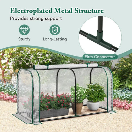 Outdoor Indoor Portable Garden Patio Mini Tunnel Greenhouse-White