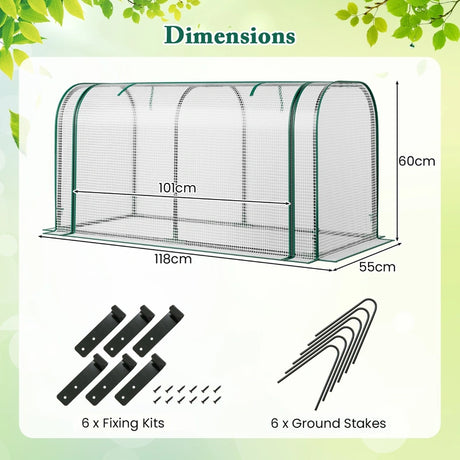 Outdoor Indoor Portable Garden Patio Mini Tunnel Greenhouse-White