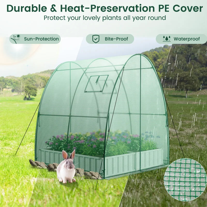 6 x 6 x 6.6 FT Outdoor Wall-in Tunnel Greenhouse-Green