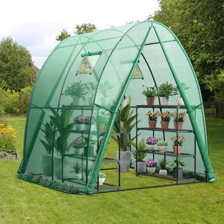 6 x 6 x 6.6 FT Outdoor Wall-in Tunnel Greenhouse-Green