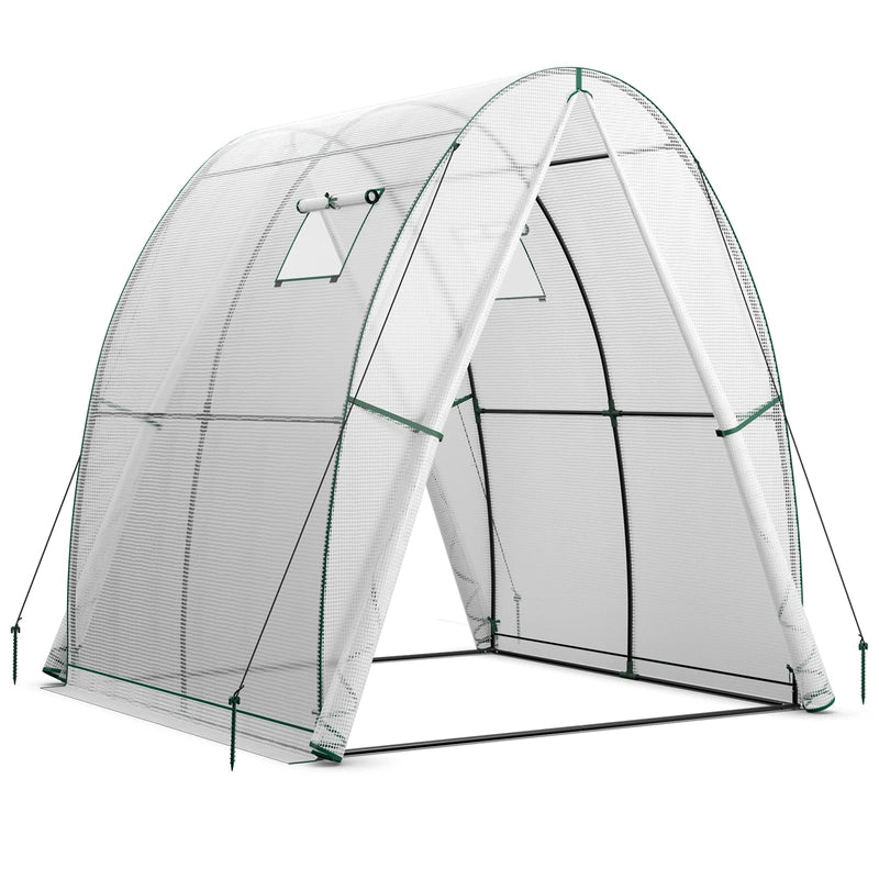 6 x 6 x 6.6 FT Outdoor Wall-in Tunnel Greenhouse-White