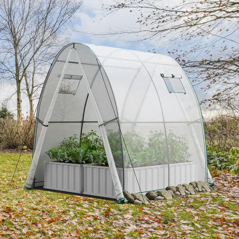 6 x 6 x 6.6 FT Outdoor Wall-in Tunnel Greenhouse-White