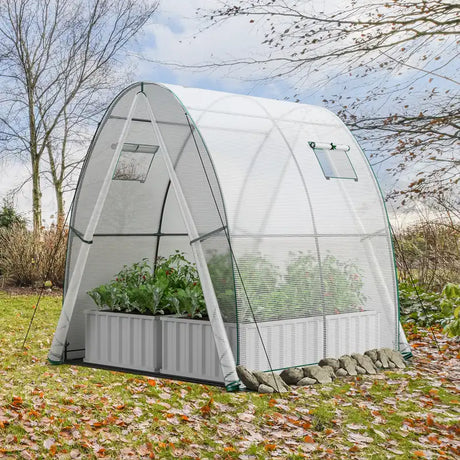 6 x 6 x 6.6 FT Outdoor Wall-in Tunnel Greenhouse-White