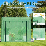 Outdoor Portable Walk-in Greenhouse with PE Cover Heavy-Duty Metal Frame Roll-up Zipper Door