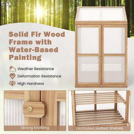 Garden Portable Wooden Raised Plants Greenhouse