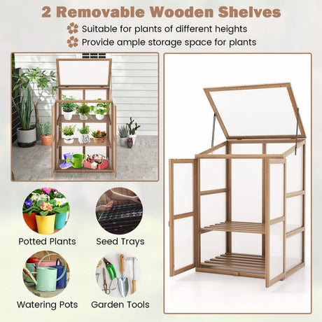 Garden Portable Wooden Raised Plants Greenhouse
