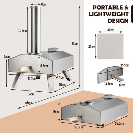 Foldable Stainless Steel Pizza Maker with Removable Wooden Handle
