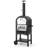 Wood-fired pizza oven freestanding garden grill with 2 wheels robust pizza grill for outdoor use