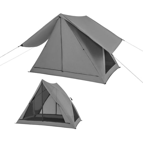 Pop-up Camping Tent for 2-3 People with Carry Bag and Rainfly for Backpacking Hiking Trip-Gray