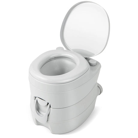 Portable Toilet Compact Indoor Outdoor Commode with 5.2 Gallon Detachable Waste Tank-Gray