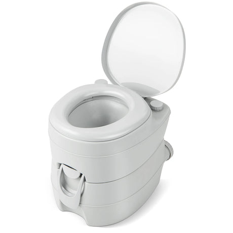 Portable Toilet Compact Indoor Outdoor Commode with 5.2 Gallon Detachable Waste Tank-Gray
