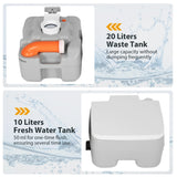 Portable Toilet with 20L Waste Tank & Flush Pump for Outdoor