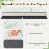 76 x 31 x 4 Inch Tri Folding Foam Mattress with Bamboo Fiber Cover and Handle-Gray