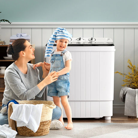 4.5 kg Portable Washing Machine Twin Tub Laundry Washer with Drain Pump-Black