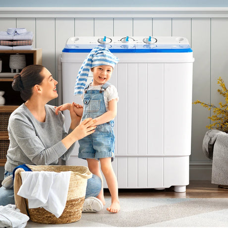 4.5 kg Portable Washing Machine Twin Tub Laundry Washer with Drain Pump-Blue