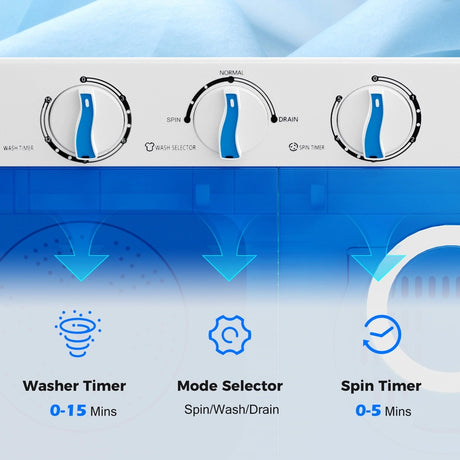 4.5 kg Portable Washing Machine Twin Tub Laundry Washer with Drain Pump-Blue