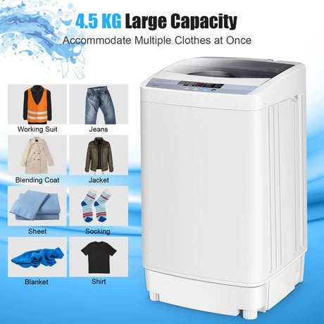 Portable Washing Machine with 8 Water Levels and 10 Washing Programs