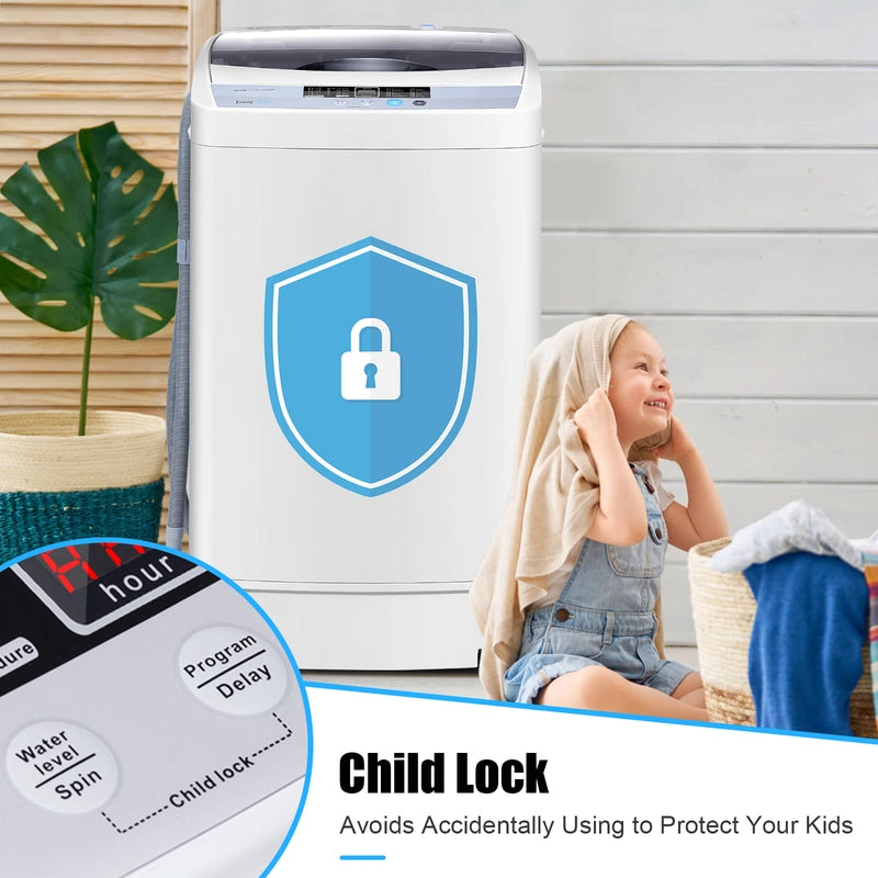 Portable Washing Machine with 8 Water Levels and 10 Washing Programs