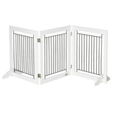 PawHut Foldable Pet Gate, with Three Panels & Two Support Feet - White