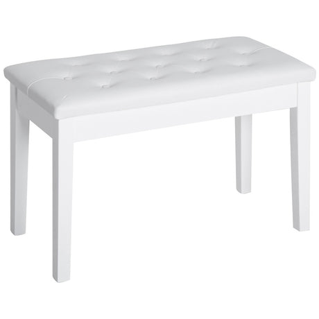 HOMCOM PU Leather Upholstered Piano Stool Makeup Stool Bench Dressing Table Seat with Storage 76x36x50cm, White