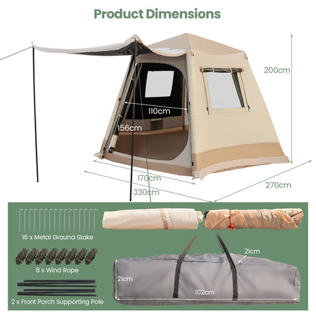 Pop-up Instant Camping Tent with Automatic Bracket and Rainfly
