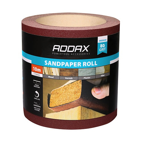 TIMCO Sandpaper Roll 80 Grit Red - 115mm x 10m