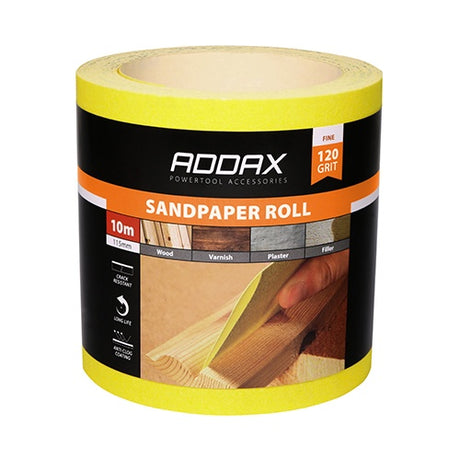 TIMCO Sandpaper Roll 120 Grit Yellow - 115mm x 10m