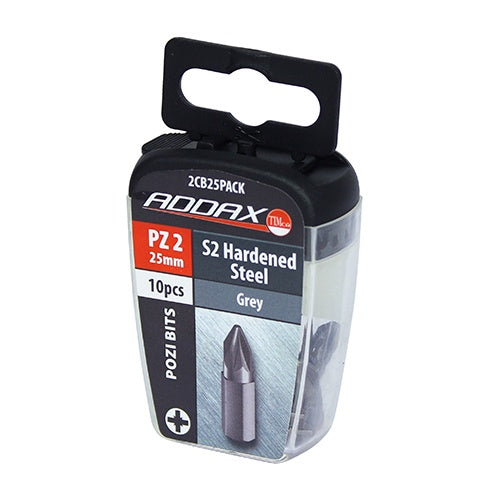 10 x TIMCO Pozi Driver Bit S2 Grey - No.2 x 25