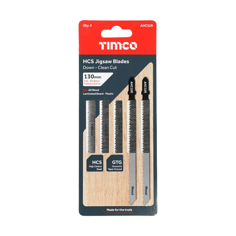 5 x TIMCO Jigsaw Blades Wood Cutting HCS Blades - T101BRLong