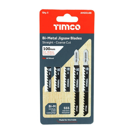 5 x TIMCO Jigsaw Blades Wood Cutting Bi-Metal Blades - T144DF