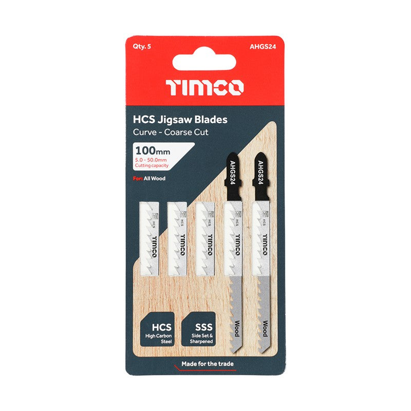 5 x TIMCO Jigsaw Blades Wood Cutting HCS Blades - T244D