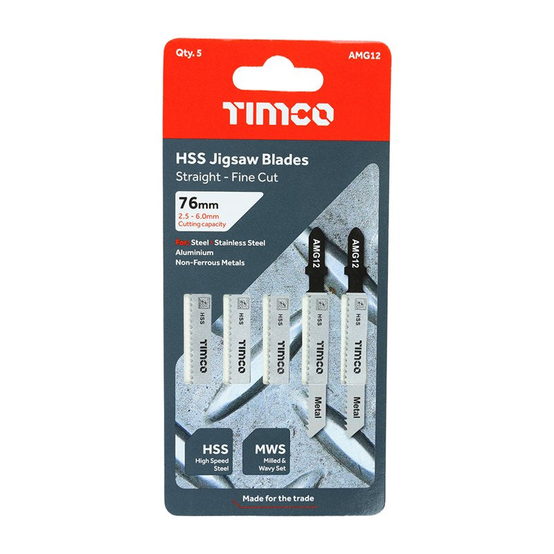 5 x TIMCO Jigsaw Blades Metal Cutting HSS Blades - T118B