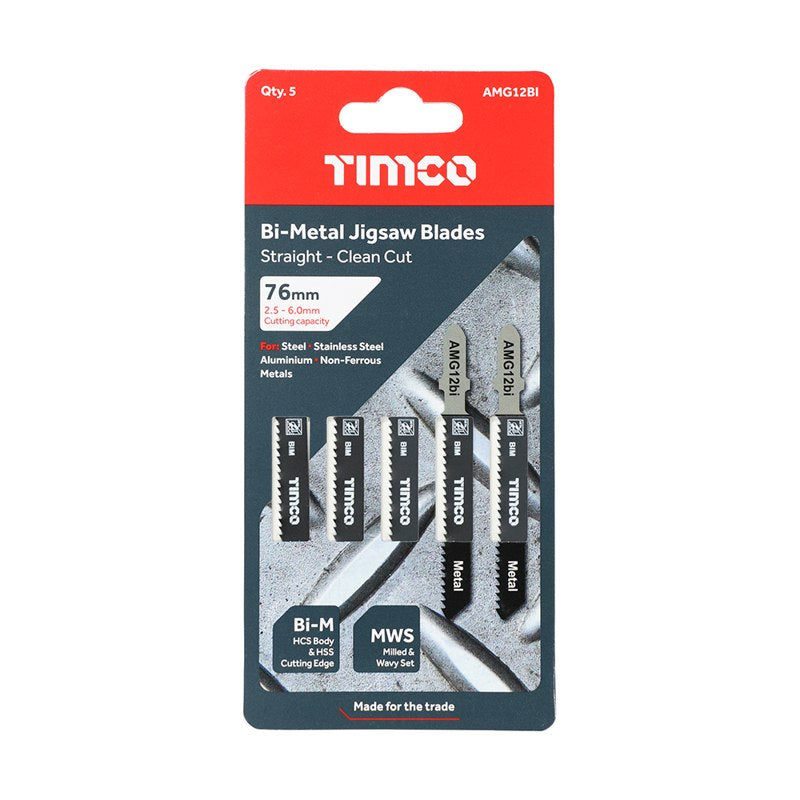 5 x TIMCO Jigsaw Blades Metal Cutting Bi-Metal Blades - T118BF