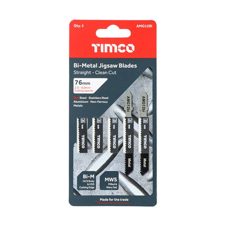 5 x TIMCO Jigsaw Blades Metal Cutting Bi-Metal Blades - T118BF