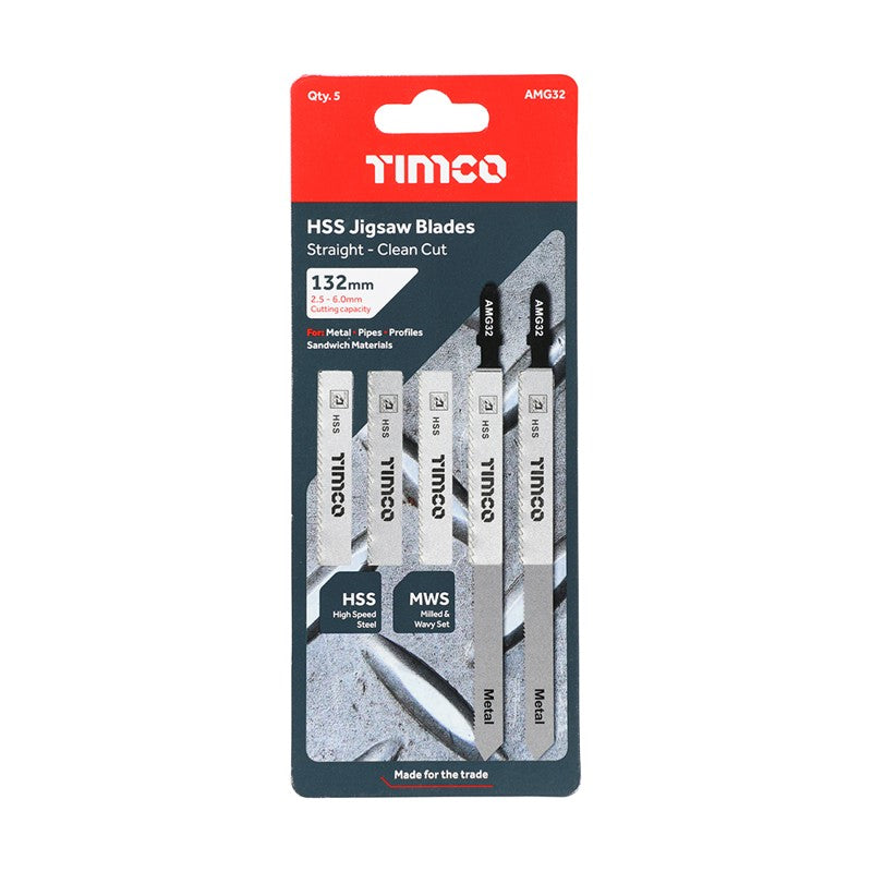 5 x TIMCO Jigsaw Blades Metal Cutting HSS Blades - T318B