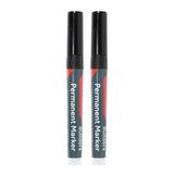 Pair of - TIMCO Builders Permanent Markers Twin Pack Chisel & Fine Tip Black - Mixed