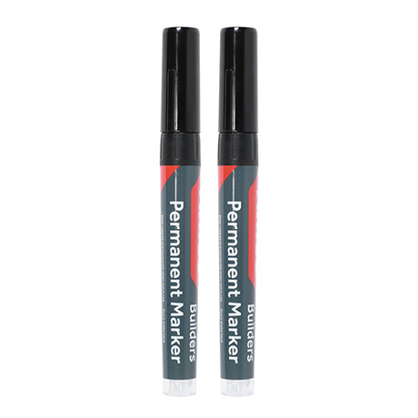 Pair of - TIMCO Builders Permanent Markers Twin Pack Chisel Tip Black - Chisel Tip