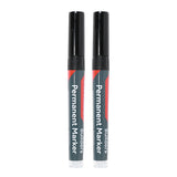 Pair of - TIMCO Builders Permanent Markers Twin Pack Chisel & Fine Tip Black - Mixed