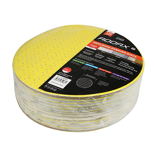 25 x TIMCO Drylining Sanding Discs 120 Grit Yellow - 225mm